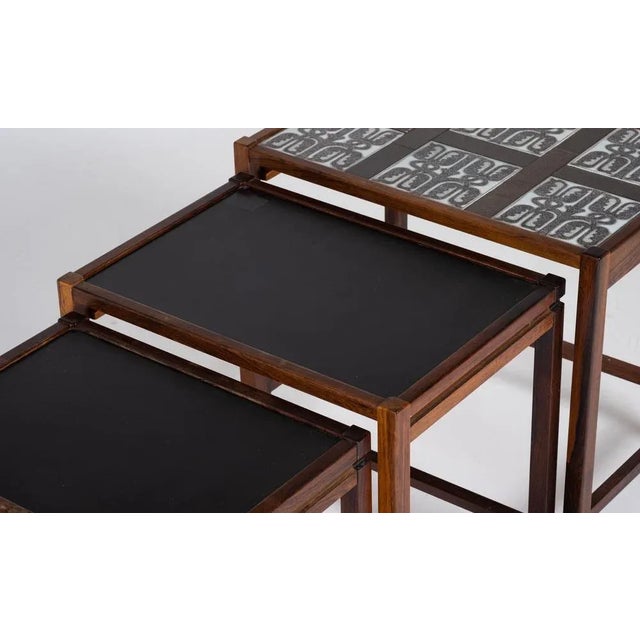 Danish Nesting Tables in Rosewood with Tiles, 1960s, Set of 3 For Sale - Image 6 of 12
