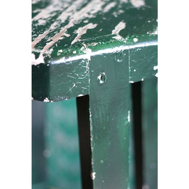 1940s Vintage Green Painted Rustic Stool For Sale - Image 5 of 8