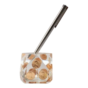 Postmodern Lucite Desk Pen Holder