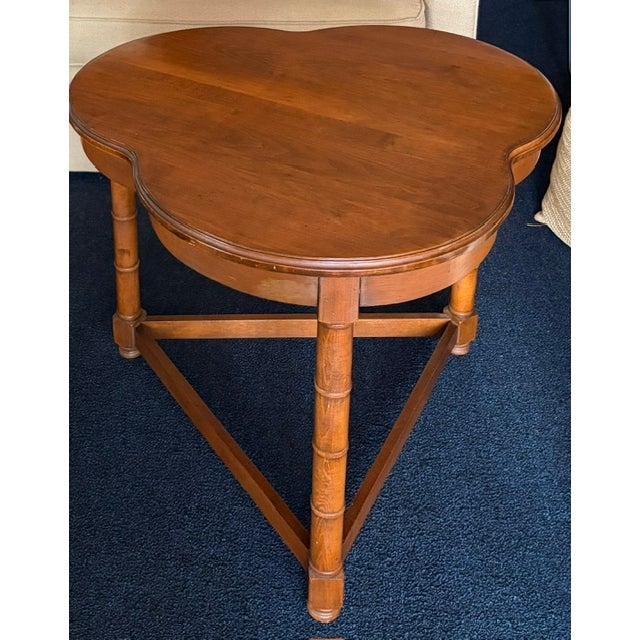 Mid 20th Century Mid Century Trefoil, Clover Leaf Side Table With Faux Bamboo Carved Legs For Sale - Image 5 of 8