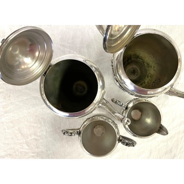 Mid 20th Century Vintage Five Piece Tea Service With Grapevine Details, Silverplate on Copper For Sale - Image 5 of 13