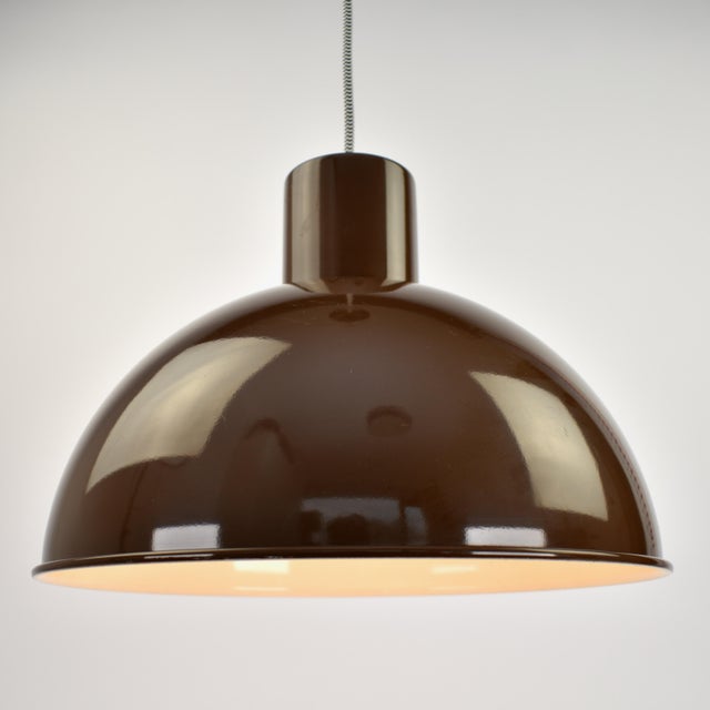 Mid 20th Century Midi Bunker Fog & Mørup Pendant Light by Jo Hammerborg in Chocolate Brown For Sale - Image 17 of 17
