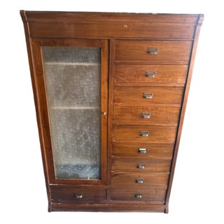 Cabinet with Chest of Drawers and Display Cabinet in Walnut, Early 1900s For Sale