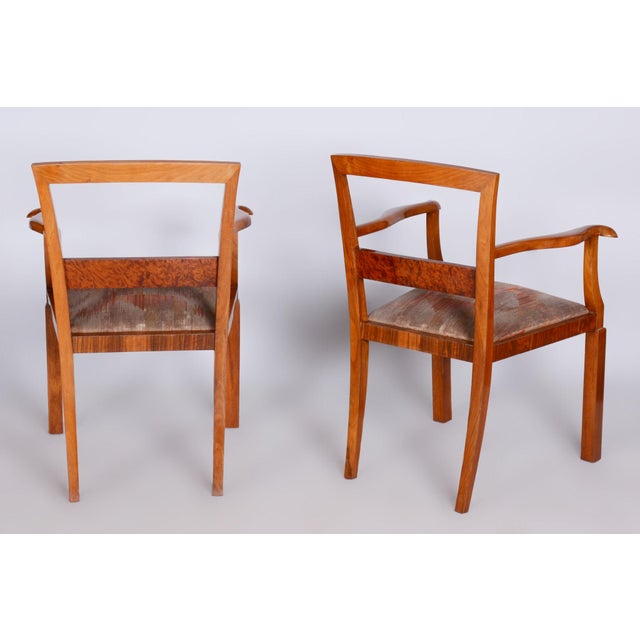 1920s Art Deco Brown Beech Armchairs, Czechia, 1920s, Set of 2 For Sale - Image 5 of 7