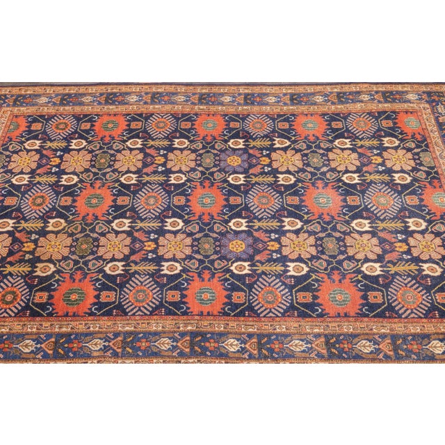 Persian Fine Antique Persian Senneh Wool Rug 4’6" X 6’5" For Sale - Image 3 of 5