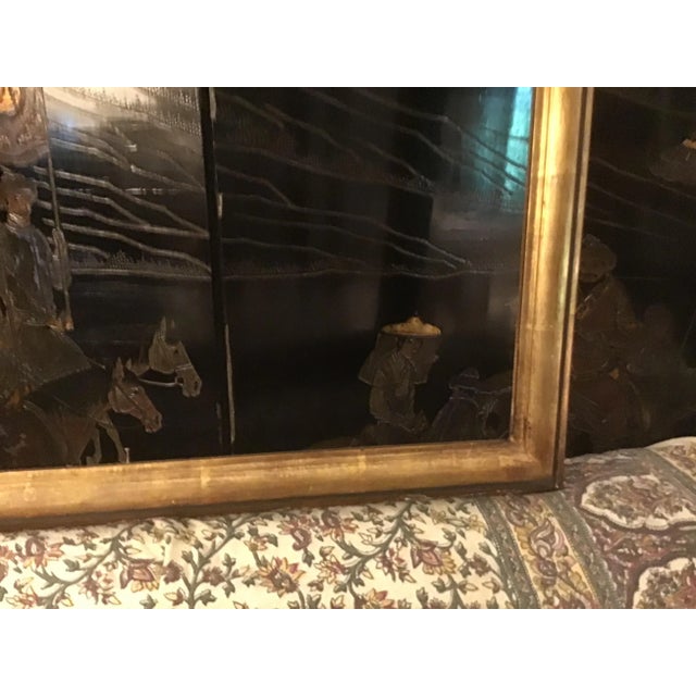 Wood Vintage 1960s Custom Made Gilt & Ebonized Ogee Edge Wood Frame For Sale - Image 7 of 13