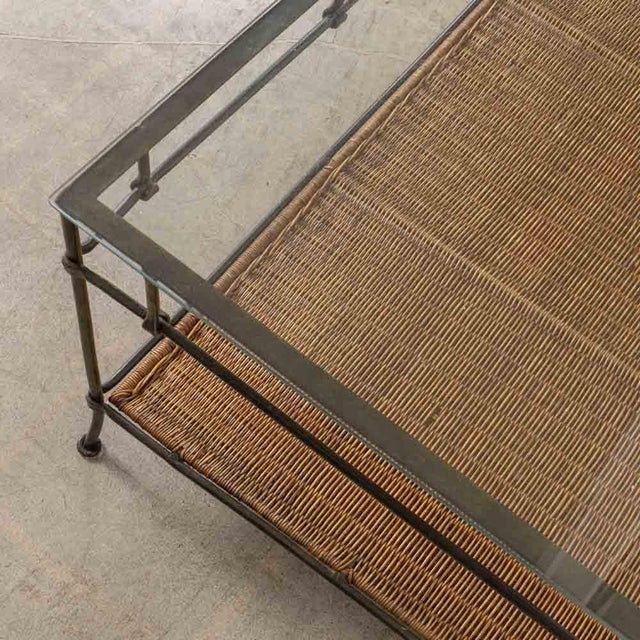 1950s French Wicker and Glass Coffee Table For Sale - Image 15 of 18
