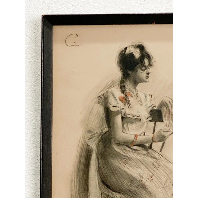 Victorian Drawing of a Victorian Woman, American Circa 19th Century For Sale - Image 3 of 6