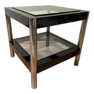 Modern Coffee Table with Glass Shelves, 1970s For Sale