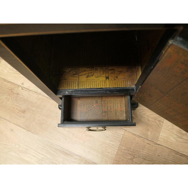 Black Lacquered and Lucky Decorated Chinoiserie Side Cupboard, 1920 For Sale - Image 6 of 7