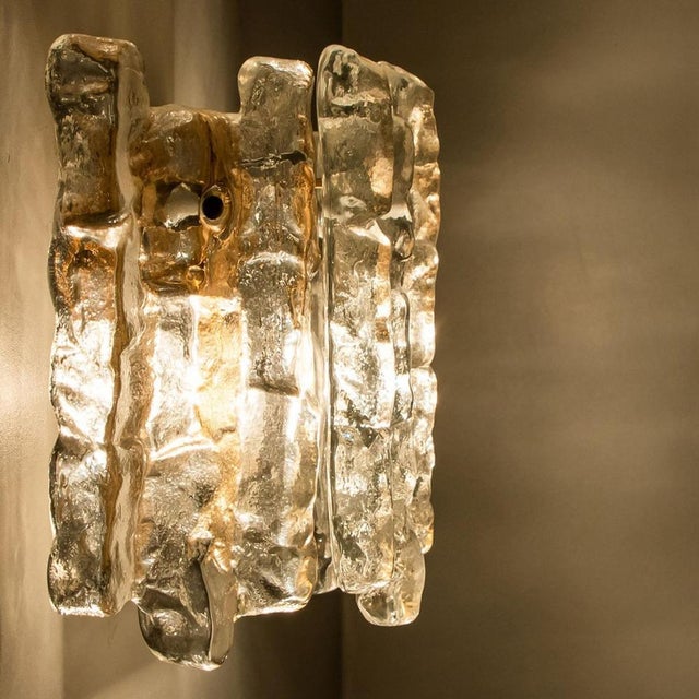 Vintage Ice Glass Wall Sconce by J.T. Kalmar, 1970s For Sale - Image 14 of 18