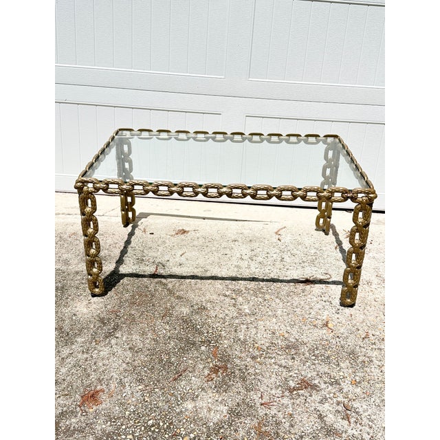 Mid-Century Modern Feathered Interlocking Chain Link Coffee Table in Gold Finish For Sale - Image 10 of 10