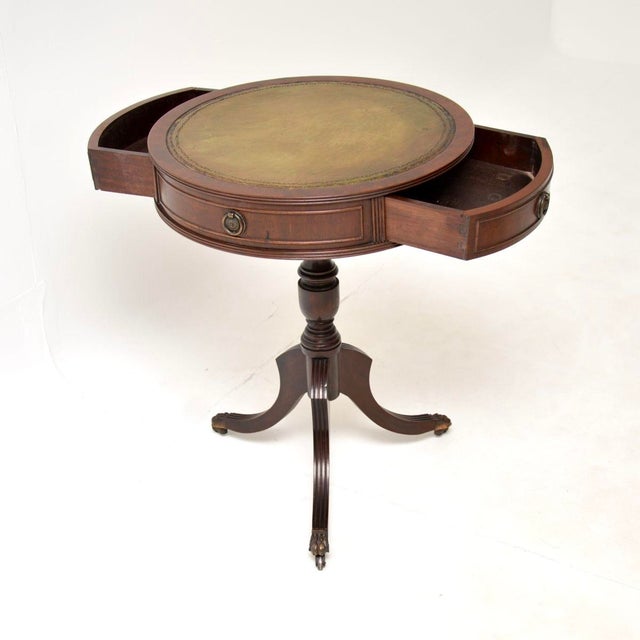 Antique Regency Style Leather Top Drum Table, 1950 For Sale - Image 4 of 10