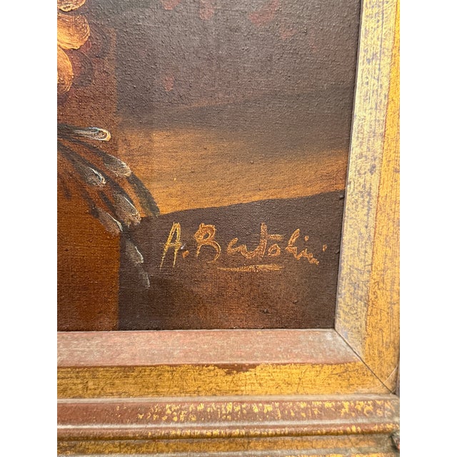 Wood Still Life Floral Acrylic on Canvas Painting Antiqued Wood Frame Signed For Sale - Image 7 of 11