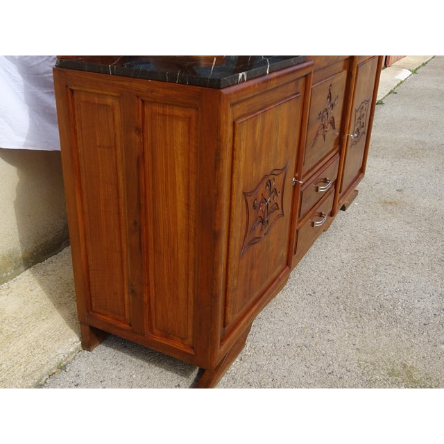 Large Mid-Century Modernn Walnut and Black Marble Cupboard For Sale - Image 11 of 18