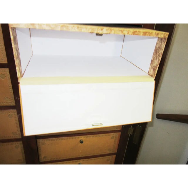 French Antique French Crotch Mahogany and Leather Cartonnier or Cabinet With Compartments For Sale - Image 3 of 13