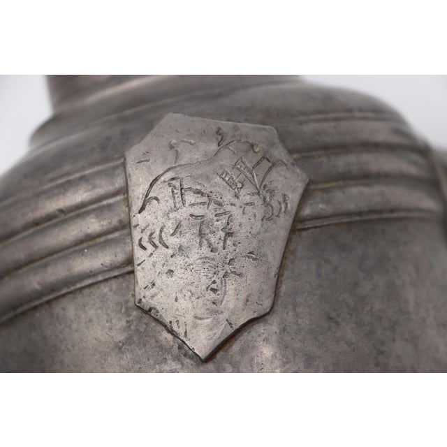 Metal 1775 Medieval Antique German Pewter Wine Jug For Sale - Image 7 of 12