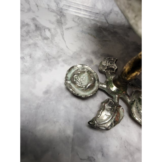 Silver Silver and Brass Pedestal Soap Dish Floral Motifs For Sale - Image 8 of 12