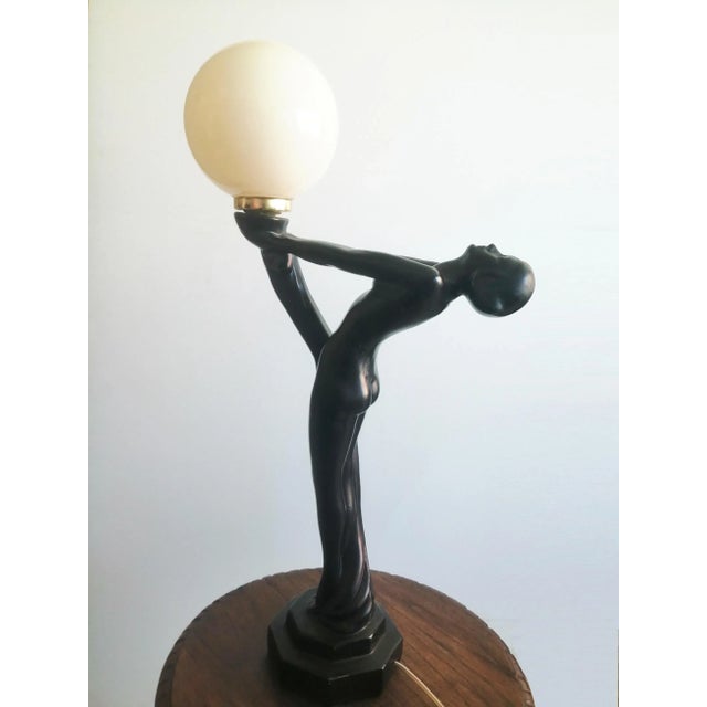 Large Art Deco Style Female Figure Table Lamp, 1970s For Sale - Image 10 of 17