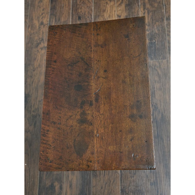 19th Century English Oak Table with Chippendale Brass Pull and Tapered Leg For Sale - Image 4 of 12