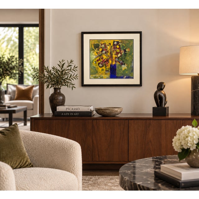 Lê Quảng Hà (Vietnamese) Abstract Floral Still Life W/ Phallic Symbolism–Oil Painting For Sale - Image 10 of 10