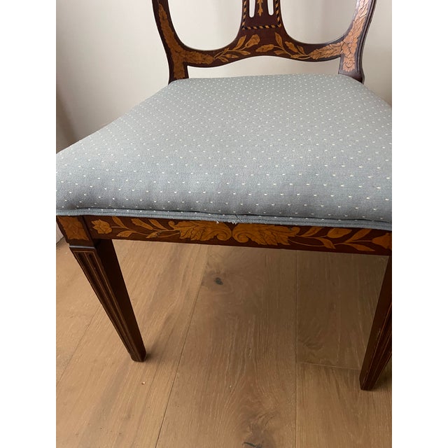 Rustic Pair of Antique Dutch Marquetry Side Chairs With Elaborate Floral Decorations For Sale - Image 3 of 10