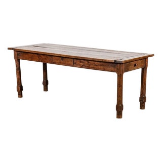 Large Antique French Farmhouse Table in Elm and Fruitwood, 1870 For Sale