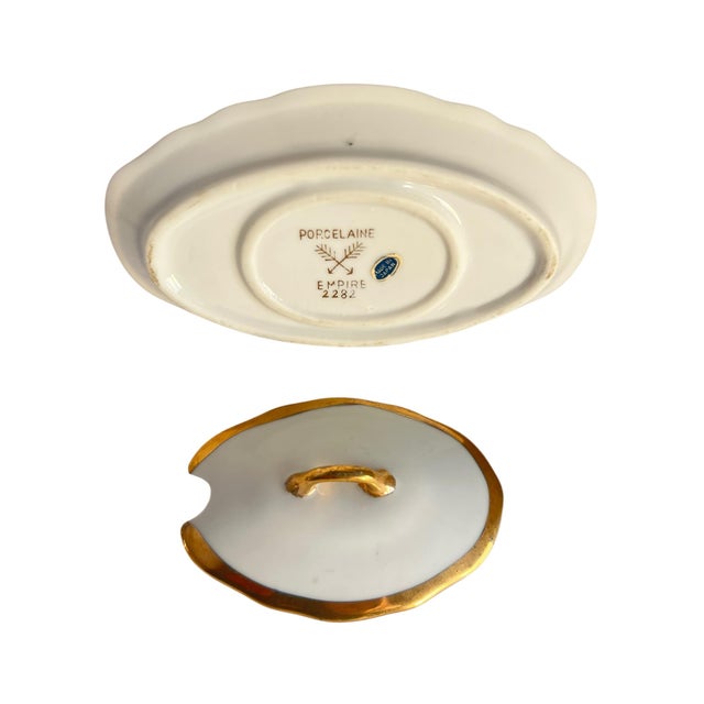 Art Deco 1960s Porcelain Empire Tureen Miniature Sauce Bowl, Made in Japan For Sale - Image 3 of 5