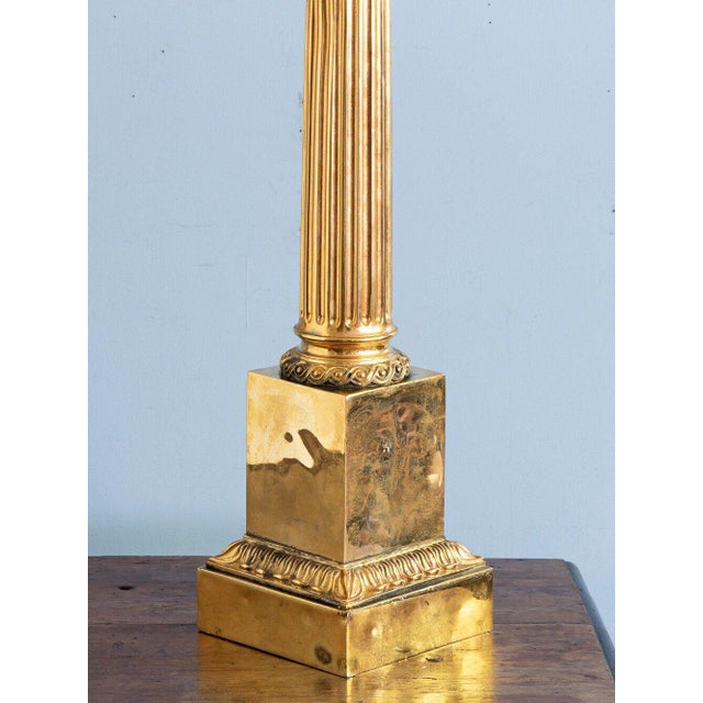 Tall Mid-Century French Brass Column Lamp For Sale - Image 6 of 11