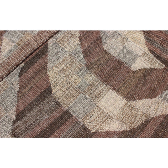 Scandinavian Flat-Weave Rug With Modern Design in Brown, Coffee, Gray, Cream For Sale - Image 9 of 10