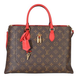 Red Monogram Canvas Flower Tote For Sale