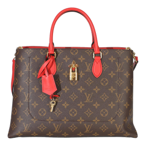 Red Monogram Canvas Flower Tote
