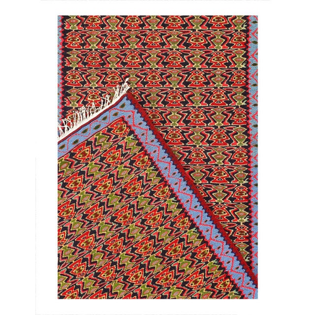 Traditional Pasargad DC Fine Hand Knotted Flat Weave Senneh Runner Rug For Sale - Image 3 of 3