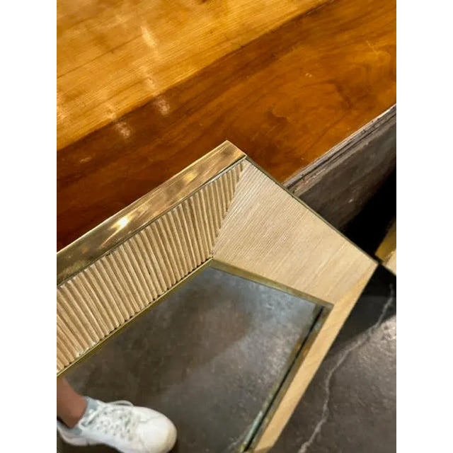 Stylish Italian bamboo brass hexagon mirrors. Creates a beachy vibe! Nice! Note: Priced each and there are 4 available