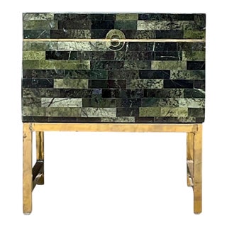 Vintage Stone and Metal Side Table For Sale