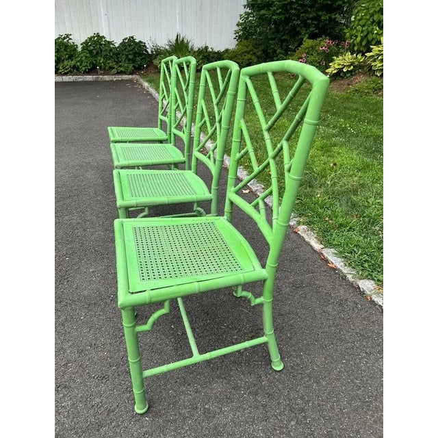 Meadowcraft Faux Bamboo Green Patio Dining Set in Green For Sale - Image 14 of 16