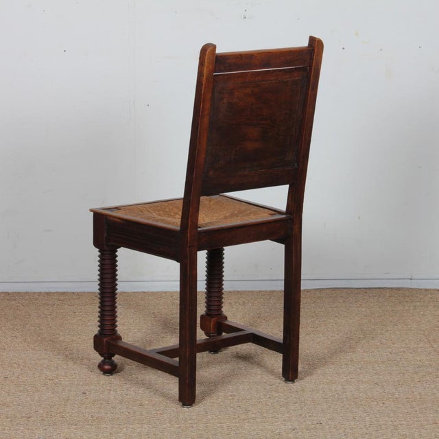 French Straw-Seated Chairs in Wood, 1940, Set of 6 For Sale - Image 10 of 11