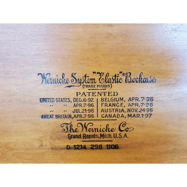 Antique 1890s Tall Wernicke Stepped Back Oak Barrister Lawyer Bookcase With 5 Stacks For Sale - Image 9 of 13