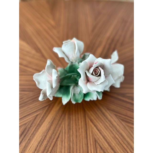 Mid 20th Century Capodimonte Matte Basket of Roses Centerpiece For Sale - Image 10 of 12