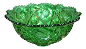 1890s Large Imperial Green Glass Punch Bowl