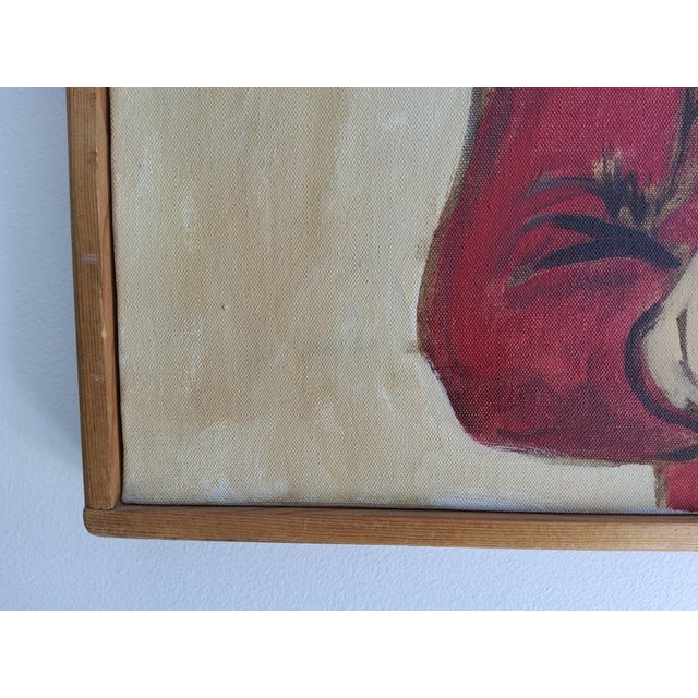 Mid Century Modernist Oil Portrait Painting by Woodstock Art Colony Artist Carolyn Haeberlin 1956 "Indian" For Sale - Image 12 of 18