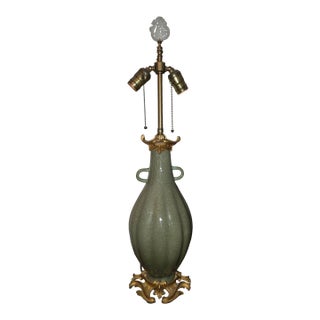 Antique Celadon Lamp With Gilt Bronze Mounts For Sale