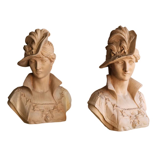 Hand Carved Female Bust in Linden Wood, 1800s For Sale