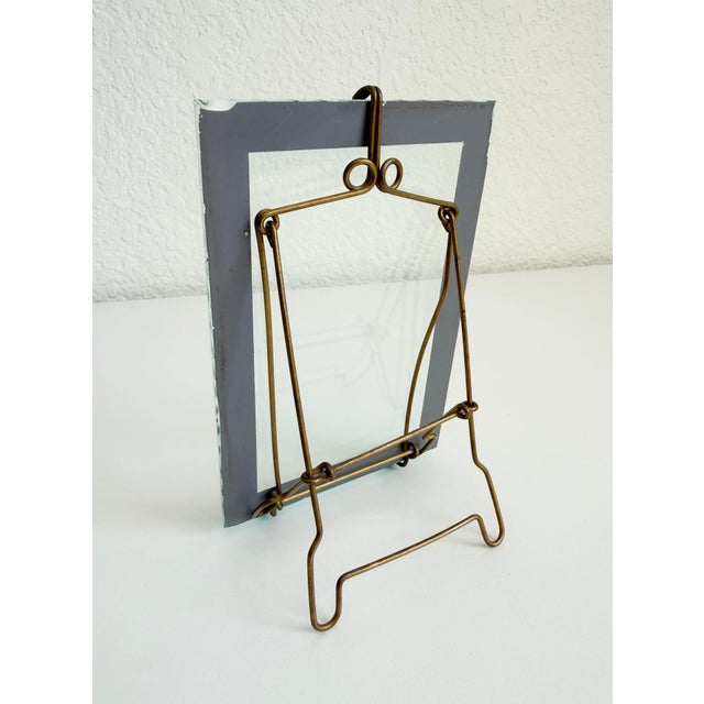 French Art Deco Brass & Chip Glass Easel Picture Frame For Sale - Image 4 of 9