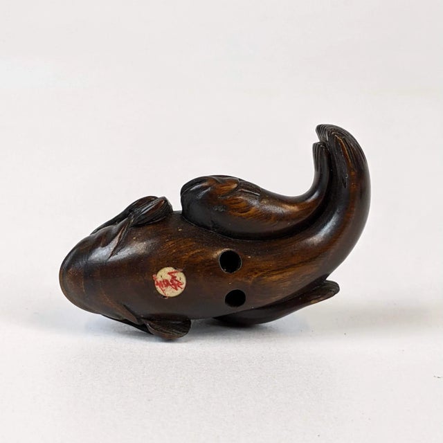 1980s 1980s “Netsuke” Carving of a Mother and Child Fish For Sale - Image 5 of 6