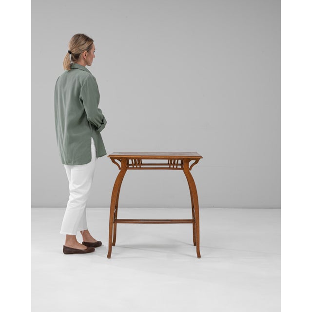 1900s French Art Nouveau Wooden Side Table With Floral Top For Sale - Image 17 of 18