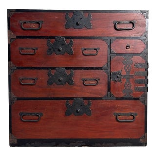 Antique Japanese Tansu Storage Cabinet with Secret Compartment, 1900s For Sale