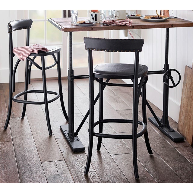 Three matching stools Contract grade Made of kiln-dried elm wood. Hand-painted finish on all sides, Black. Decorative...