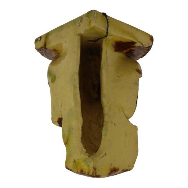 Yellow Rockingham Attr Pottery Stoneware Figural Eagle Corner Wall Sconce 20thC For Sale - Image 8 of 9