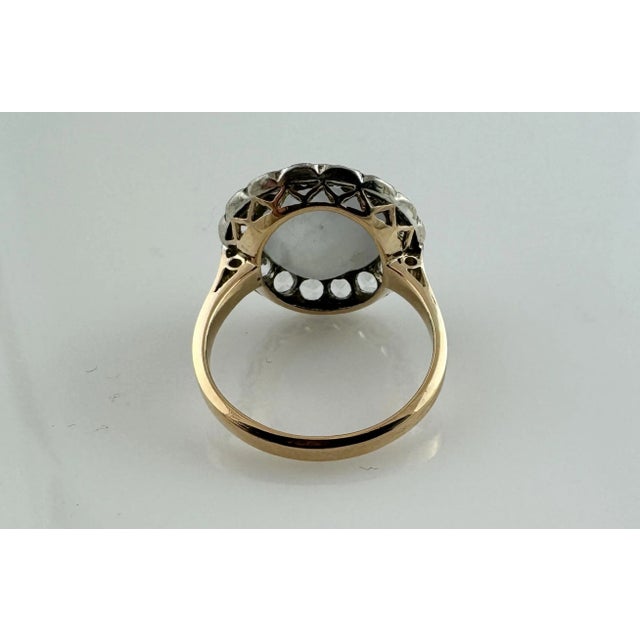 Mid 20th Century 14k Yellow and White Gold Star Sapphire White Sapphire Halo Ring For Sale - Image 10 of 10